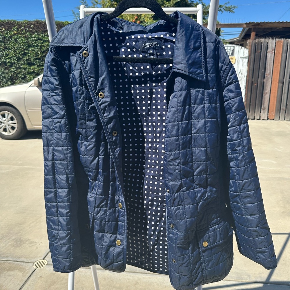 Jones New York Dark Blue Quilted Jacket
